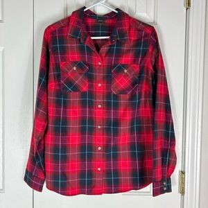 Eddie Bauer Womens Plaid Button Down Shirt M